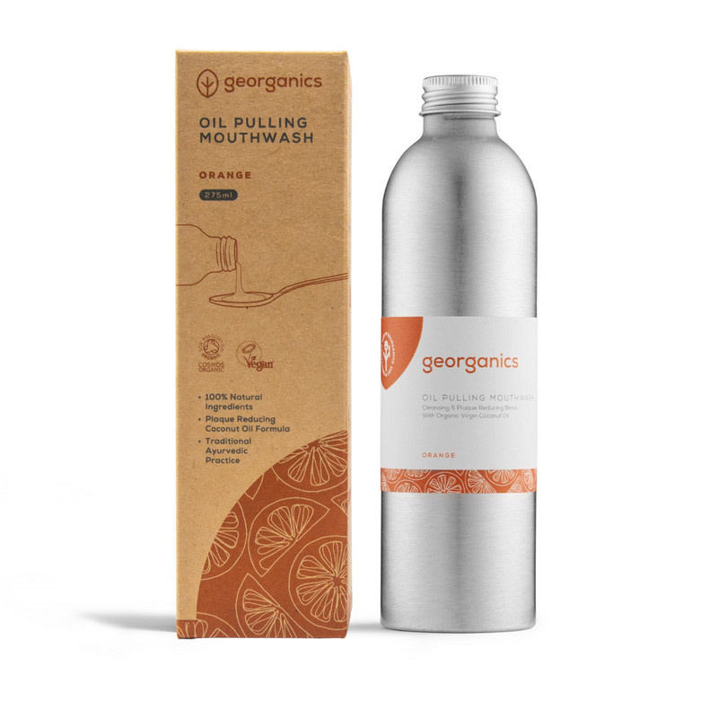 Georganics Oil Pulling Mouthwash Sweet Orange, natuurlijk mondwater voor frisse adem, foto 2 van 5