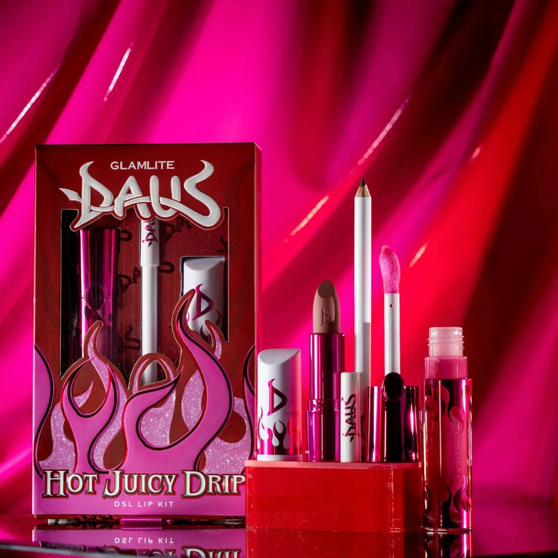 Glamlite x Daus DSL Lip Kit, complete set met lipliner, lipstick en lipgloss