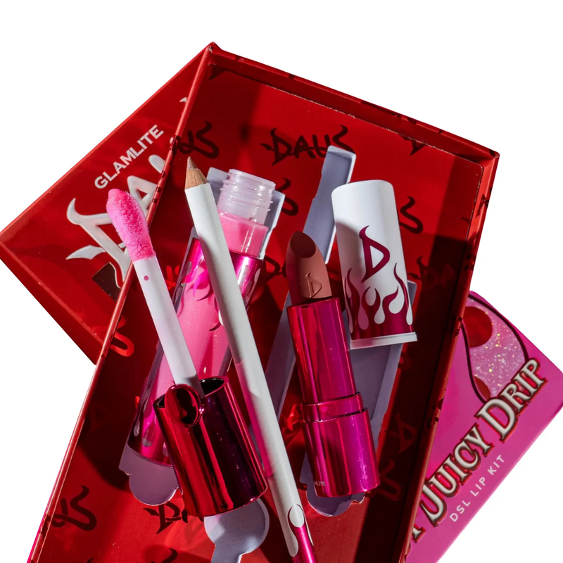 Glamlite x Daus DSL Lip Kit, complete set met lipliner, lipstick en lipgloss