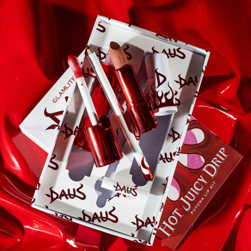 Glamlite x Daus Putona Lip Kit, een complete set met lipliner, lipstick en lipgloss