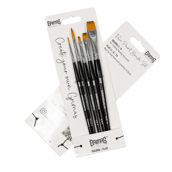 Grimas Face Paint Brush Set Round Flat