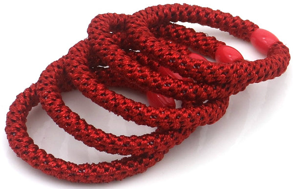 Hair Musthaves Hair Elastics 5pcs Glitter Red