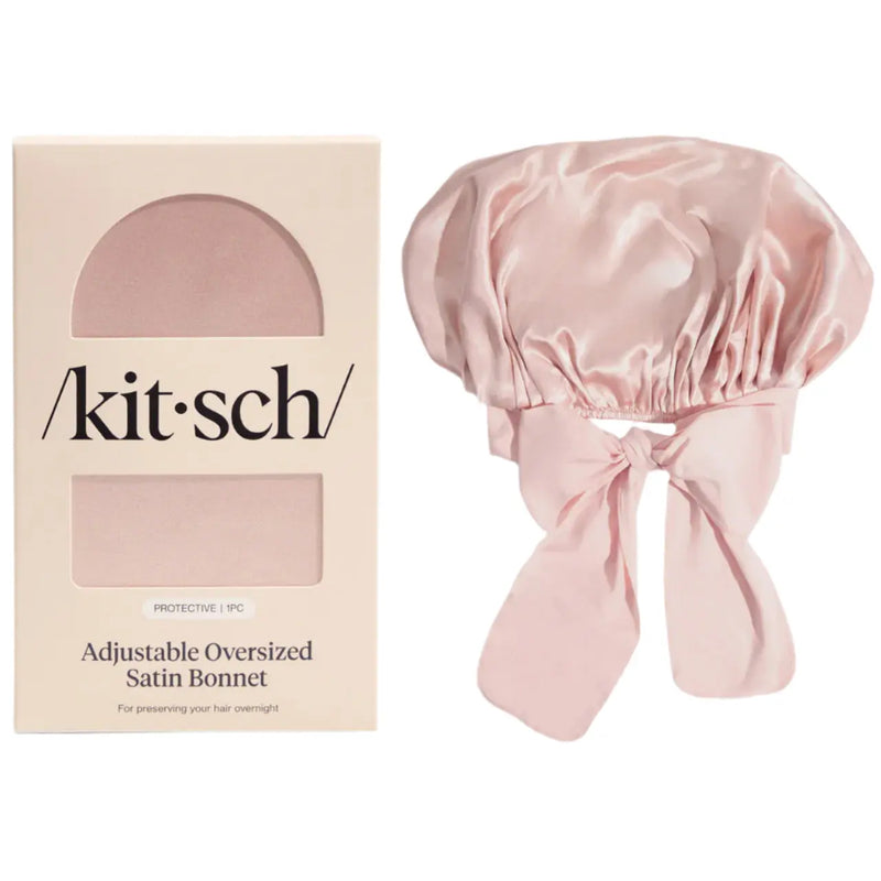Kitsch Adjustable Oversized Satin Bonnet Blush