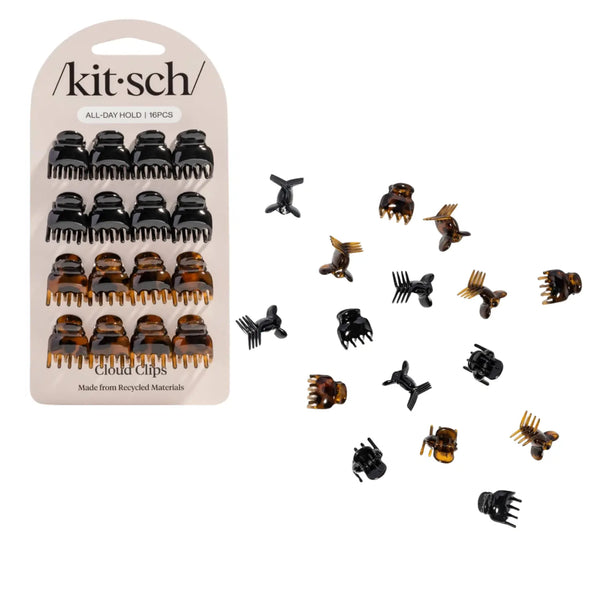 Kitsch Black & Tort Micro Cloud Clip 16pc Set