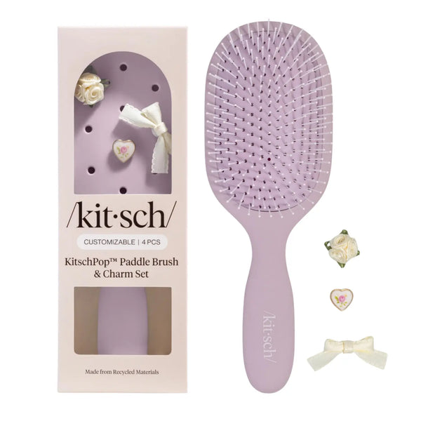 Kitsch KitschPop Paddle Brush & Charm Set Soft Violet