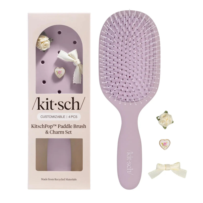 Kitsch KitschPop Paddle Brush & Charm Set Soft Violet