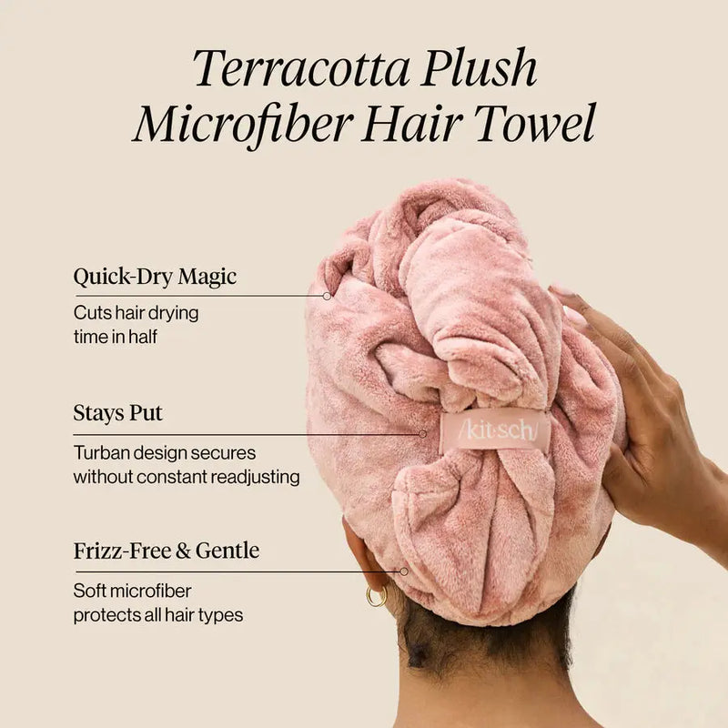 Kitsch Plush Microfiber Hair Towel Turban Terracotta