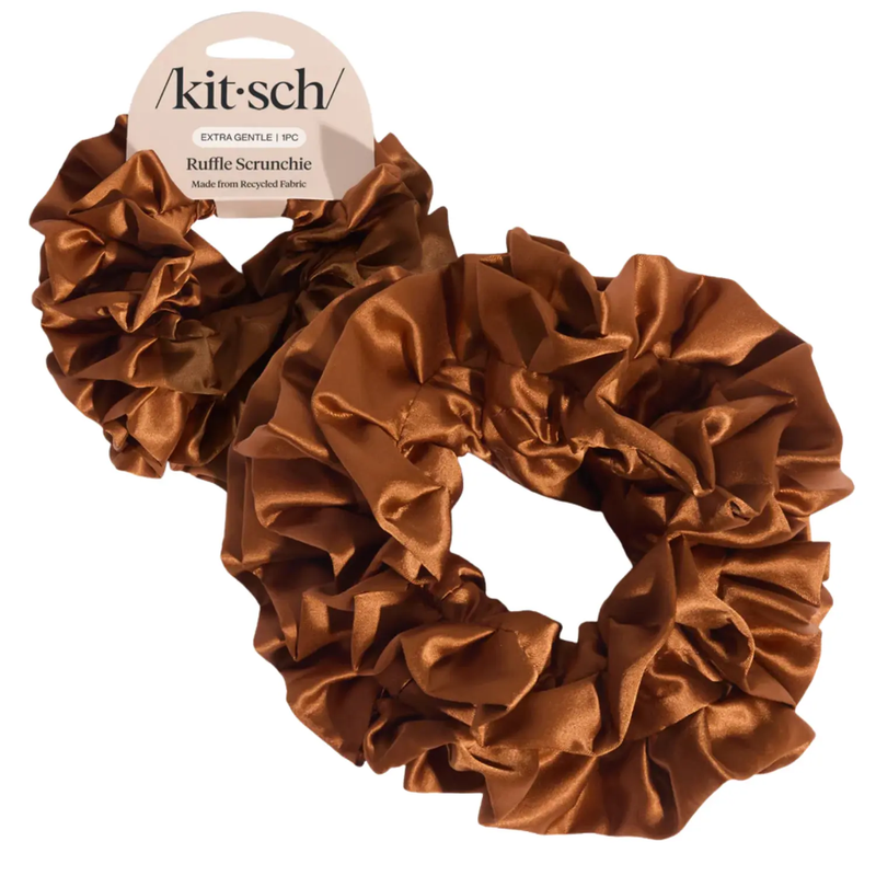 Kitsch Ruffle Scrunchie Camel