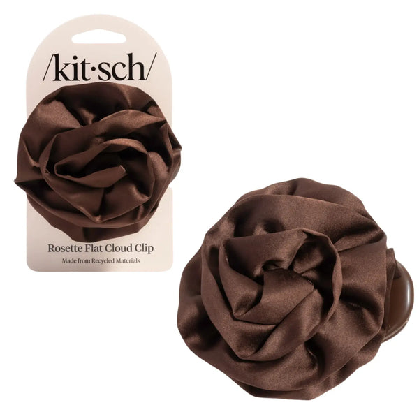 Kitsch Satin Rosette Flat Cloud Clip Chocolate