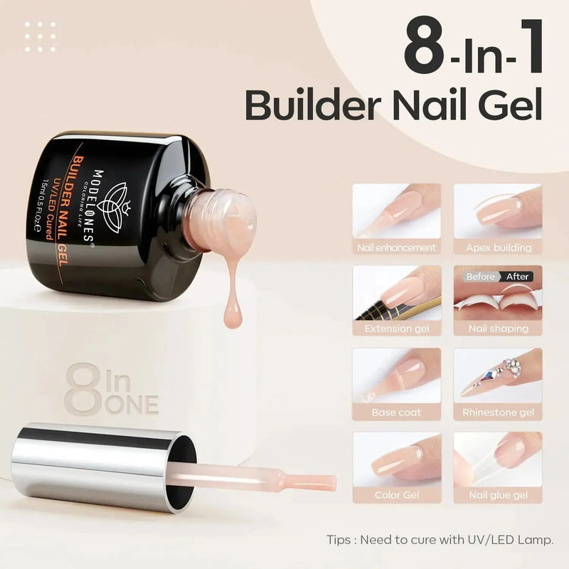 Modelones 8-in-1 Builder Nail Gel Nude Brown