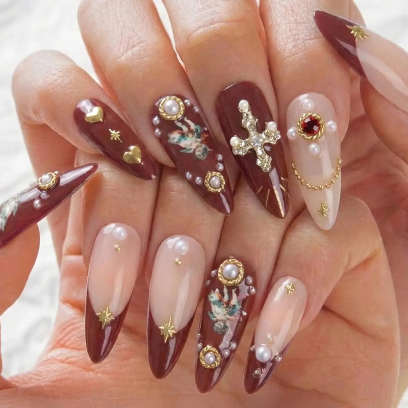 Never Have I Ever Press-On Nails Burgundy Cherub