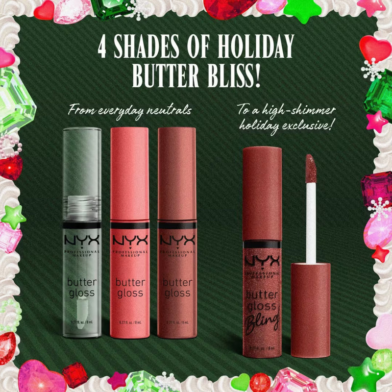 NYX Professional Makeup Bling the Halls Butter Gloss Kit, limited edition lipgloss set, foto 6 van 9