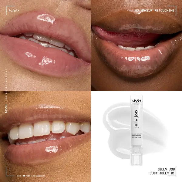 NYX Professional Makeup Jelly Job Lipgloss Just Jelly, doorzichtige lipgloss met kersengeur