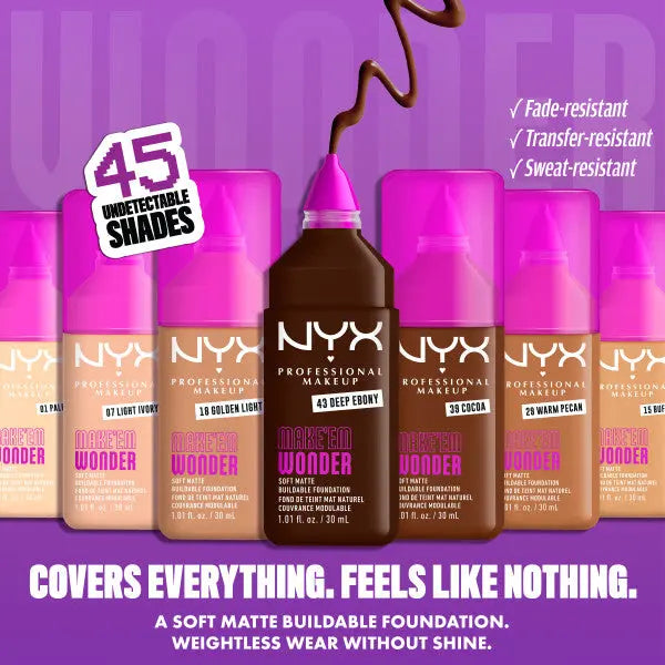 NYX Professional Makeup Make 'EM Wonder Foundation Neutral Tan, matte vloeibare foundation, foto 7 van 10