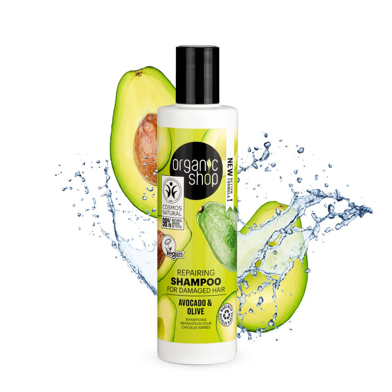Organic Shop Repairing Shampoo for Damaged Hair Avocado and Olive