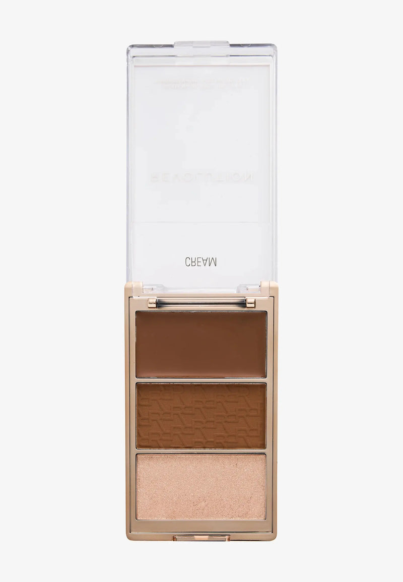 Revolution Bronze Icon Sunkissed Tan, bronzer palette met crème, matte en glinsterende tinten, foto 3 van 4