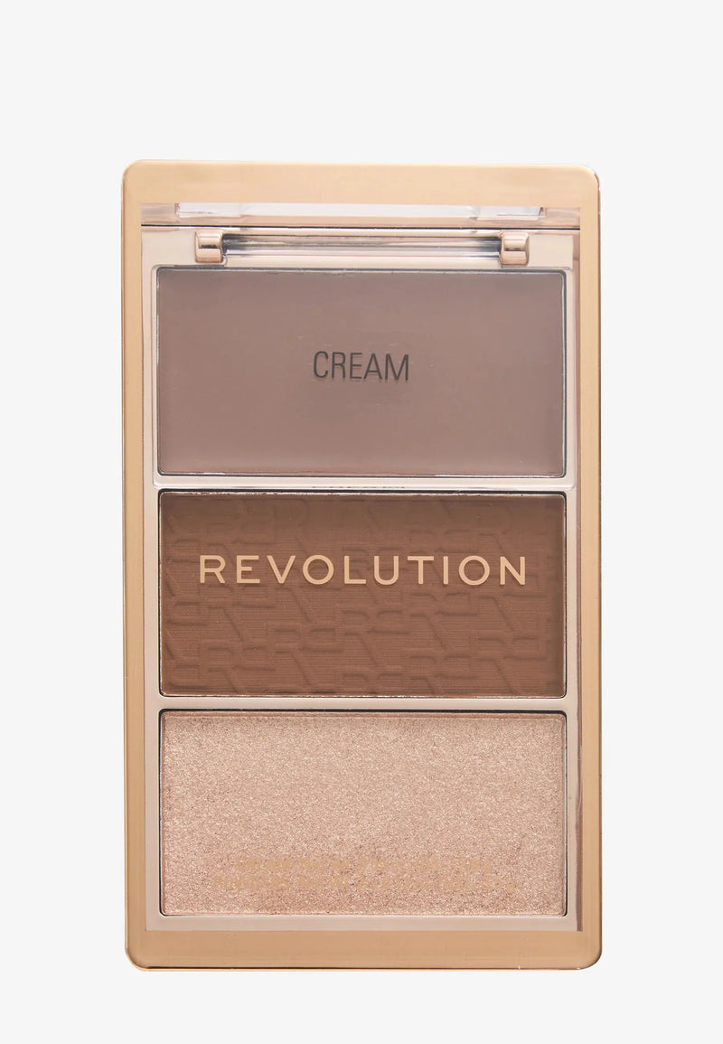 Revolution Bronze Icon Sunkissed Tan, bronzer palette met crème, matte en glinsterende tinten, foto 4 van 4