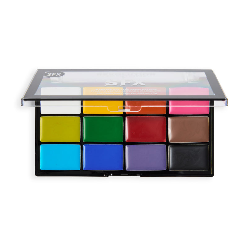 SFX Face Paint Palette met half geopende deksel