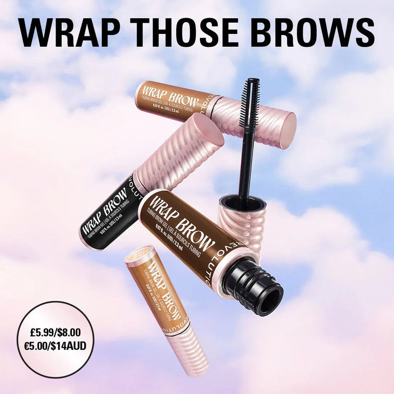 Revolution Wrap Brow Dark Brown, tubing wenkbrauwgel voor vorm, fixatie en kleur.