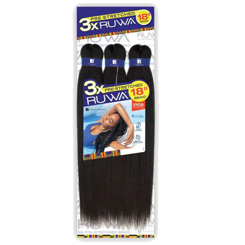 Ruwa Sensationnel Pre-Stretched 18" Braiding Hair 1B/30