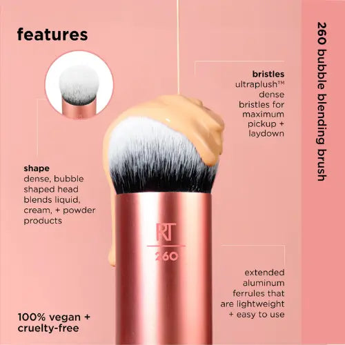 Real Techniques Bubble Blending Brush, ronde make-up kwast voor het aanbrengen en blenden van make-up.
